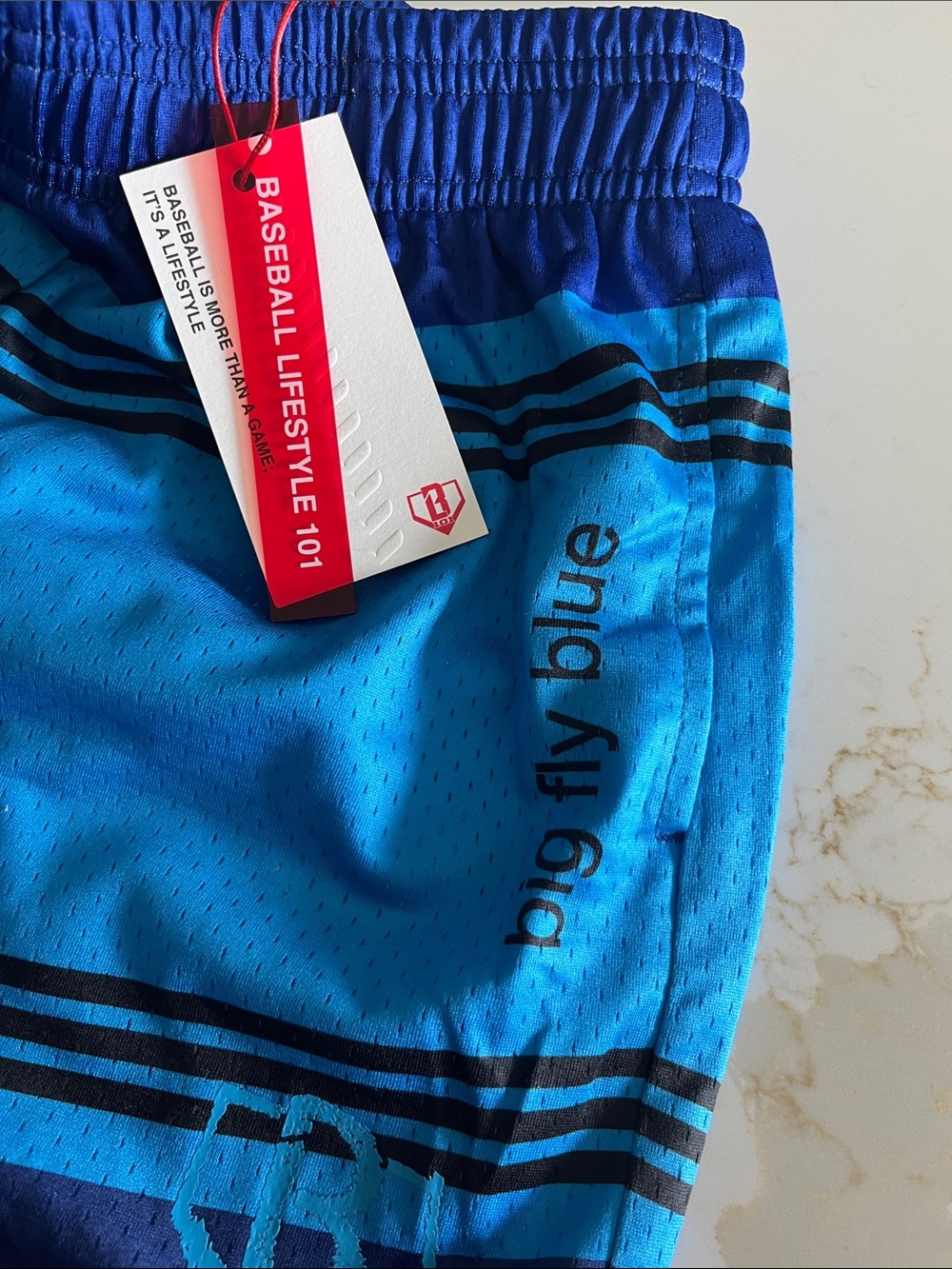 Baseball Lifestyle 101 big fly blue shorts - Picture 2 of 4